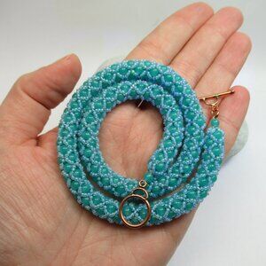 Netted Uranium glass bead necklace